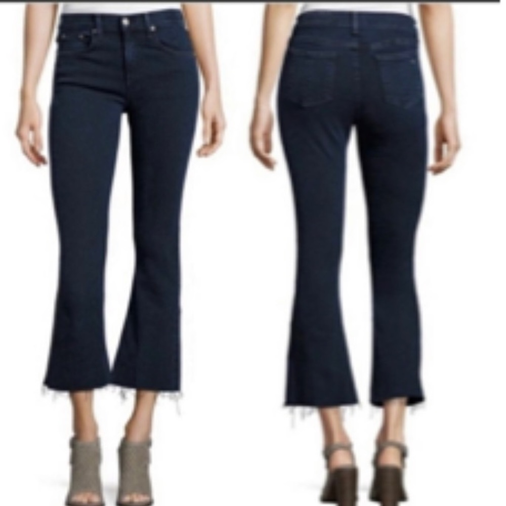 Mid-rise rag and bone cropped flare jeans